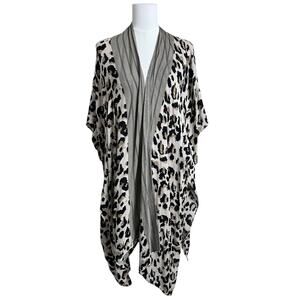 MODENA Kimono Blouse Womens One Size Leopard Animal Print Open Cardigan Boho